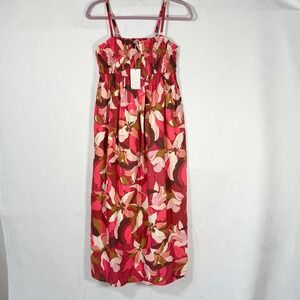 Target Floral Smocked Maxi Dress Women's XS Pink Red Brown maxi festival‎ boho